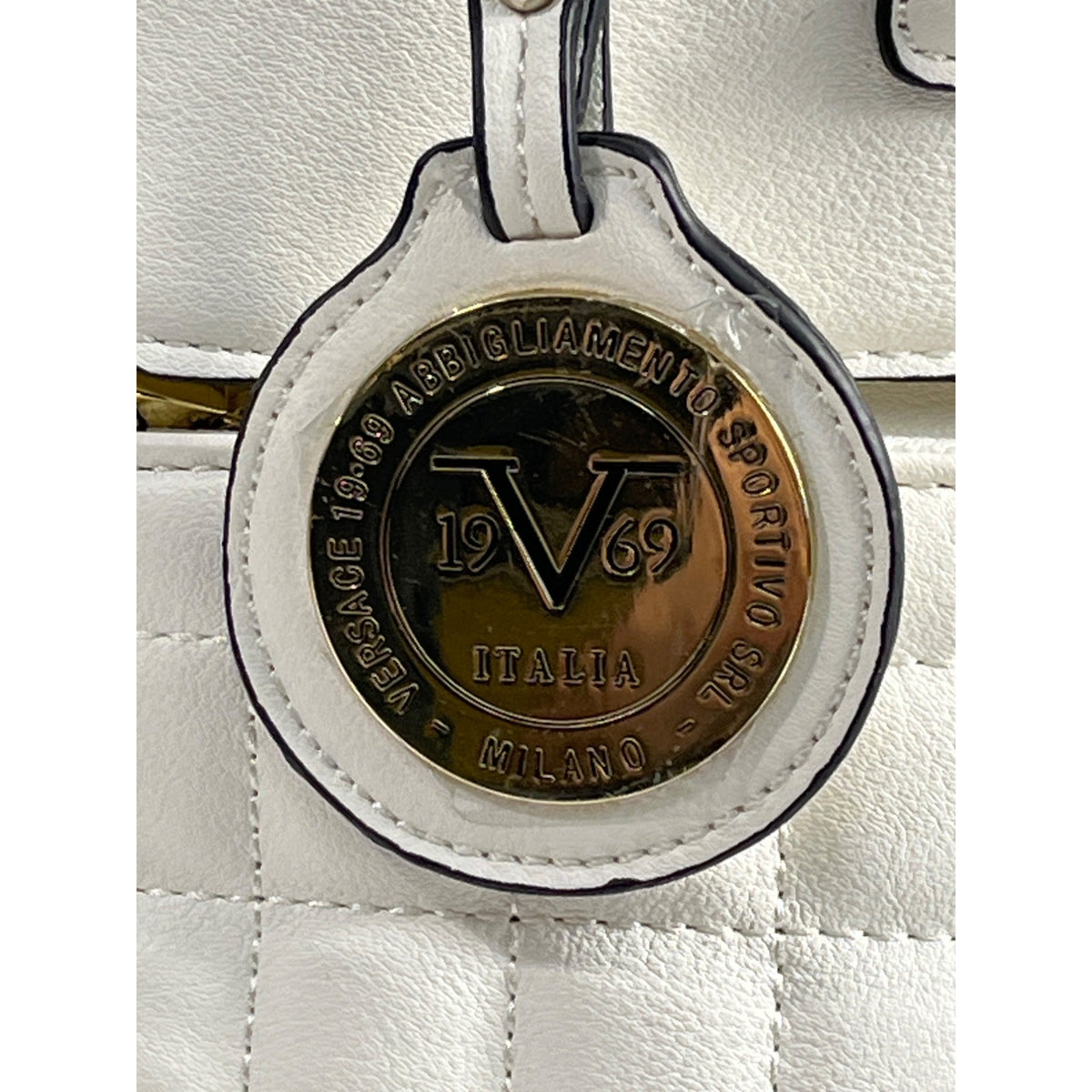 Versace 1969 Italia Women's Minerva Tan Quilted Satchel Handbag Sz M
