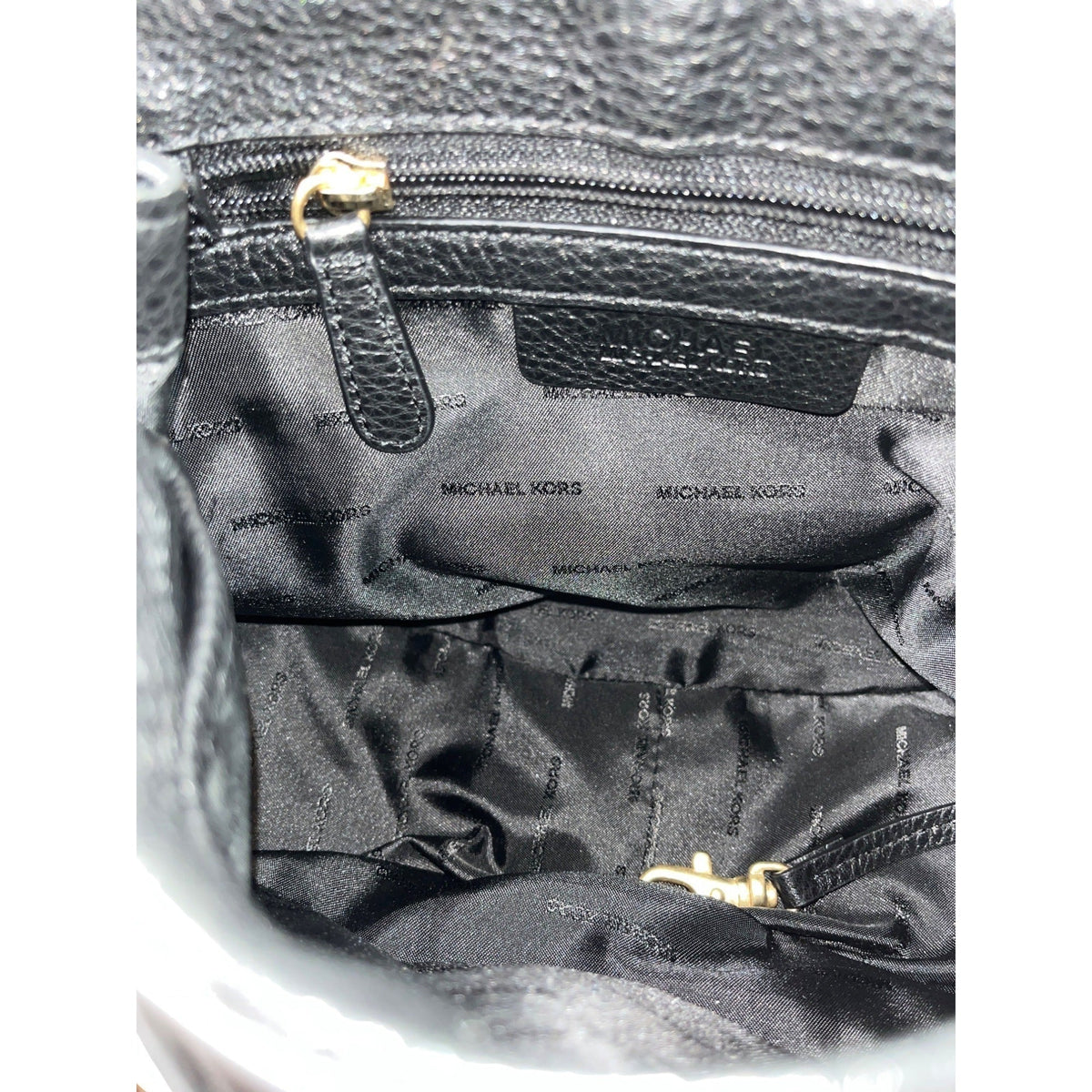 Michael Kors Women's Black Leather Suede & Gold Tone Hardware Handbag Sz M