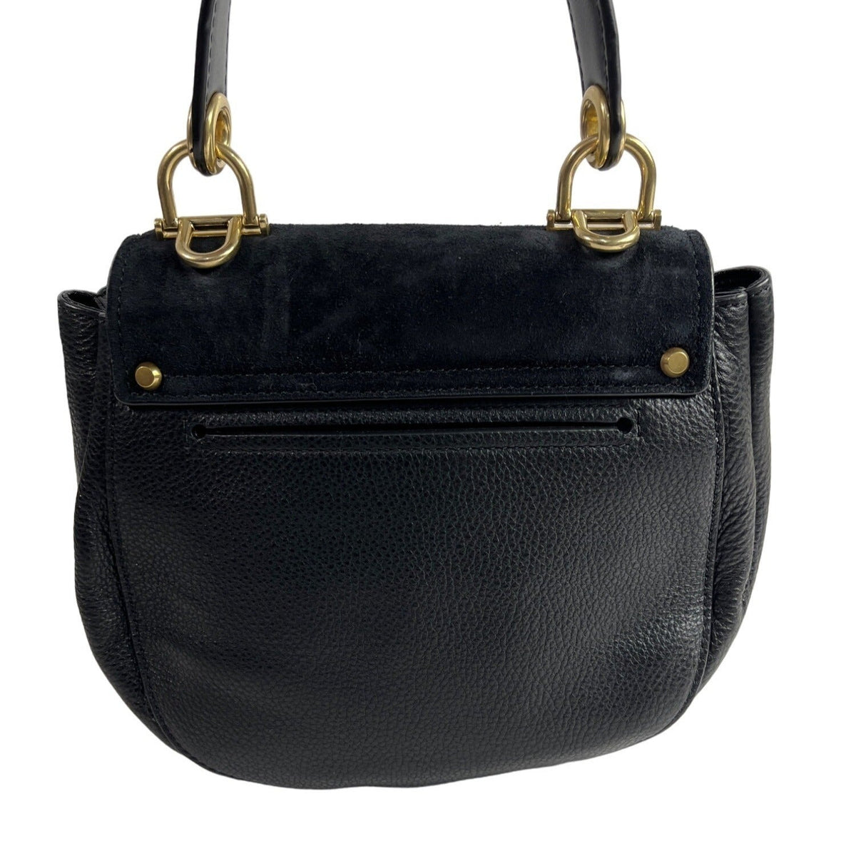 Michael Kors Women's Black Leather Suede & Gold Tone Hardware Handbag Sz M