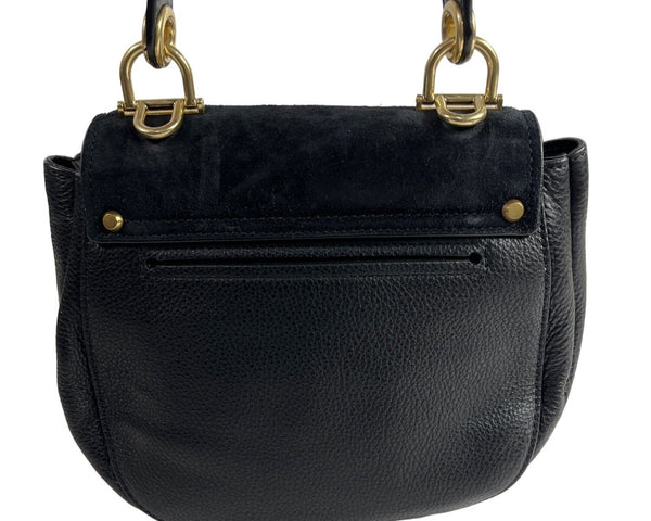 Michael Kors Women's Black Leather Suede & Gold Tone Hardware Handbag Sz M