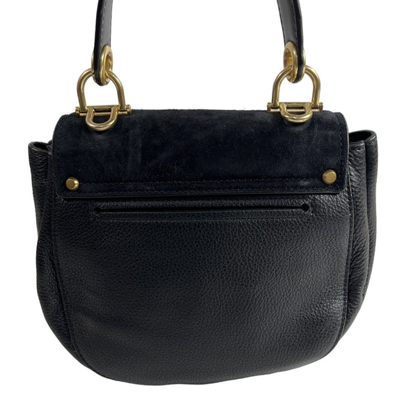 Michael Kors Women's Black Leather Suede & Gold Tone Hardware Handbag Sz M