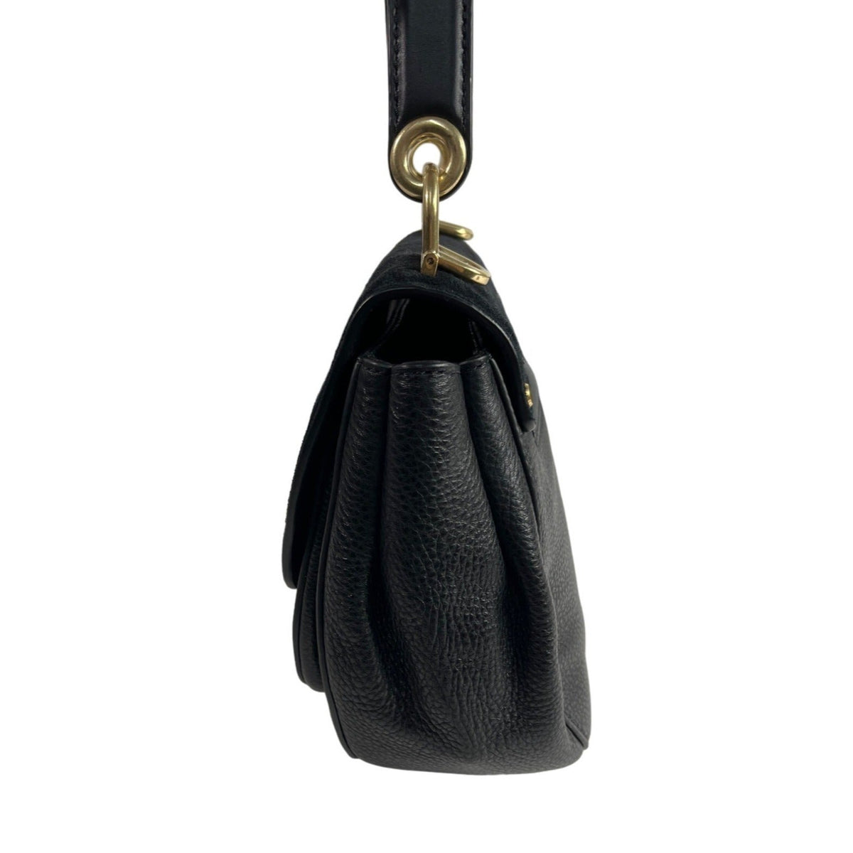 Michael Kors Women's Black Leather Suede & Gold Tone Hardware Handbag Sz M
