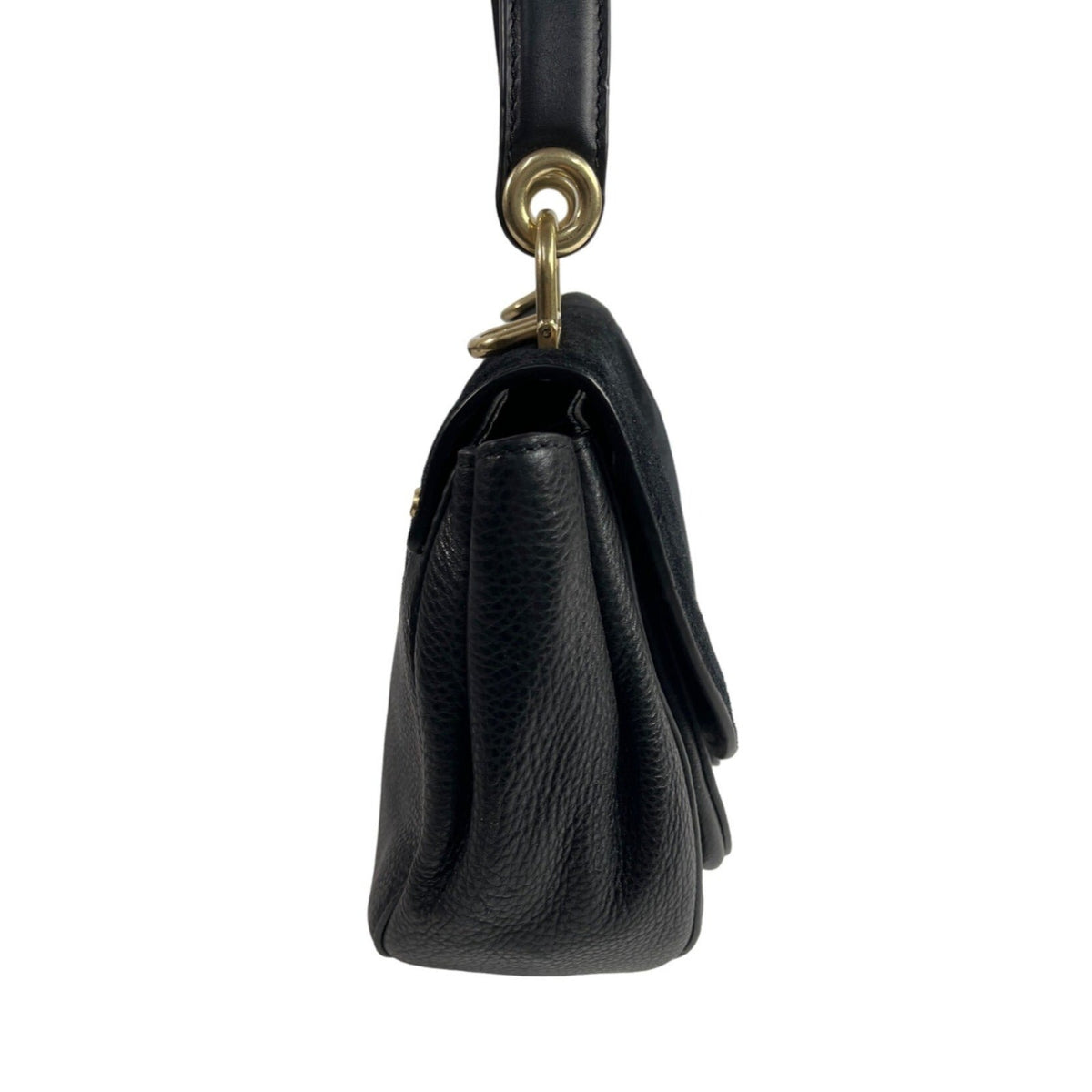 Michael Kors Women's Black Leather Suede & Gold Tone Hardware Handbag Sz M