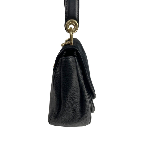 Michael Kors Women's Black Leather Suede & Gold Tone Hardware Handbag Sz M