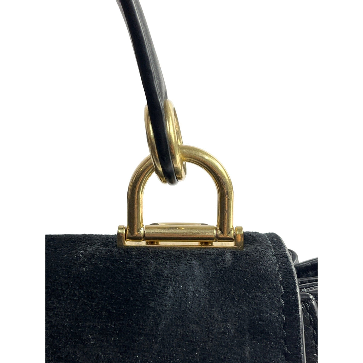 Michael Kors Women's Black Leather Suede & Gold Tone Hardware Handbag Sz M