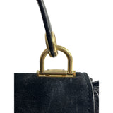Michael Kors Women's Black Leather Suede & Gold Tone Hardware Handbag Sz M