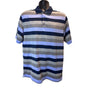 Walter Hagen Men's Blue Striped Short Sleeve Polo Shirt W/ Navy Collar Sz M