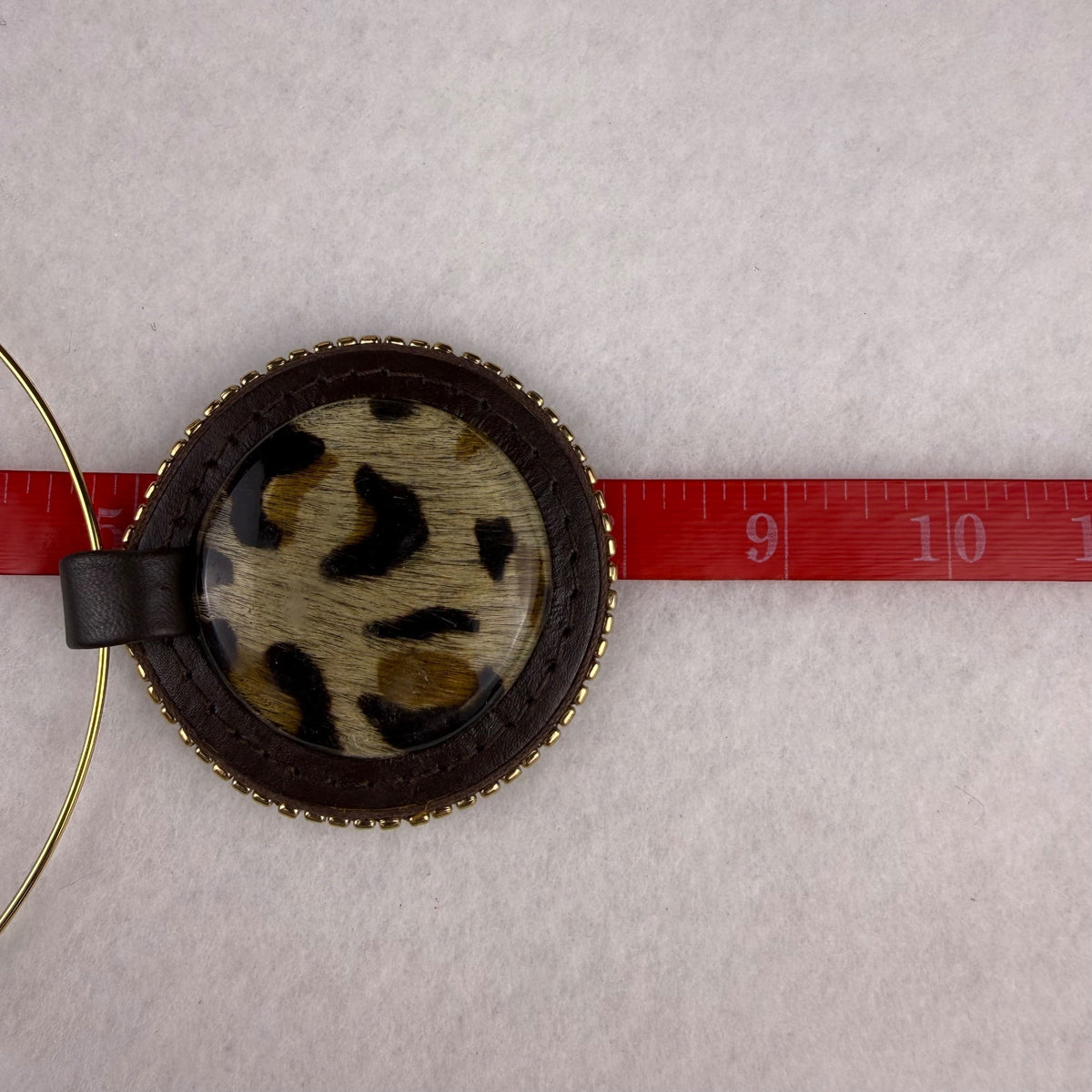 Gold Tone Womens Leopard Print Pendant Necklace Adjustable Choker Style