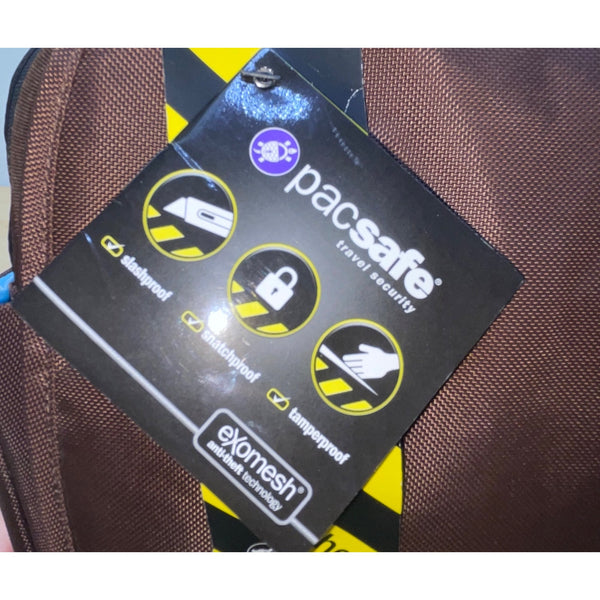 Pacsafe Brown Anti-Theft Adjustable Strap Slashproof Snatchproof Crossbody Bag