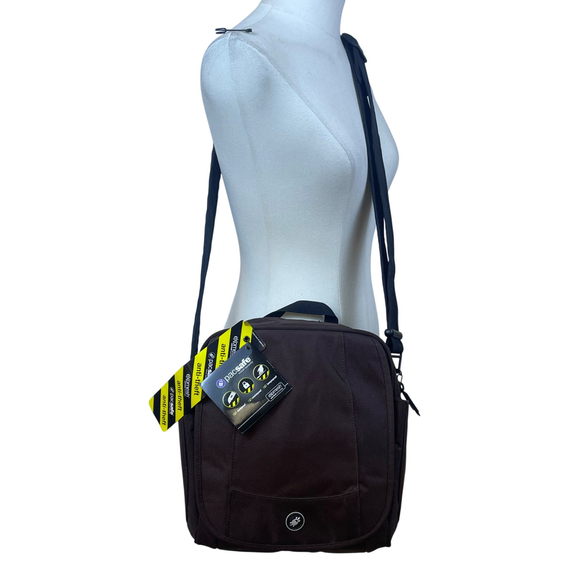 Pacsafe Brown Anti-Theft Adjustable Strap Slashproof Snatchproof Crossbody Bag