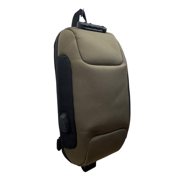 Ozuko Green  Waterproof Fabric Anti-Theft USB Port Compact Crossbody Backpack