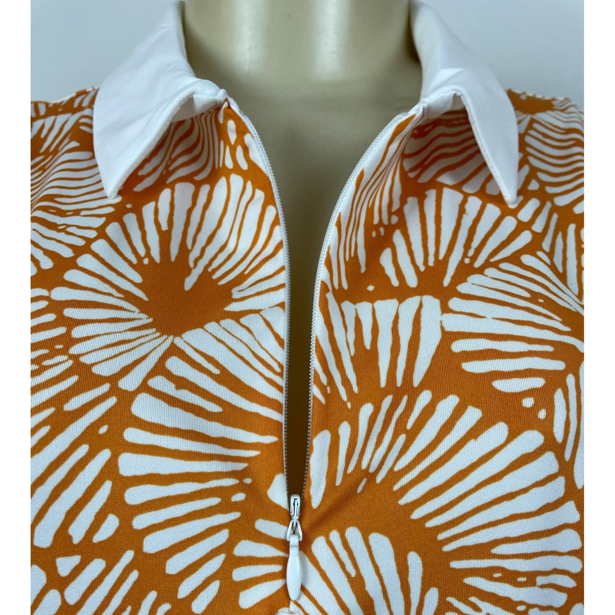 Tommy Bahama Golf Womens Sleeveless Polo Shirt Orange & White Shell Size L- New