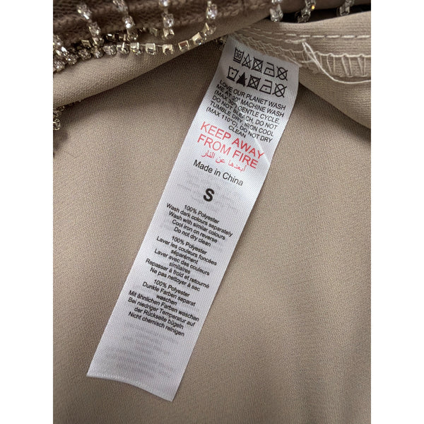 Nasty Gal Women’s Tan  Fringe Mini Skirt With Rhinestone Detail Size S - New