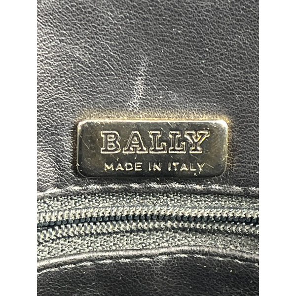 Vintage Bally Women's Dark Blue Quilted Leather Chained Strap Shoulder Bag Sz M