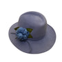 Vintage Adolfo II Women's Light Blue Wool Wide Brim Hat Floral Accent Retro Style