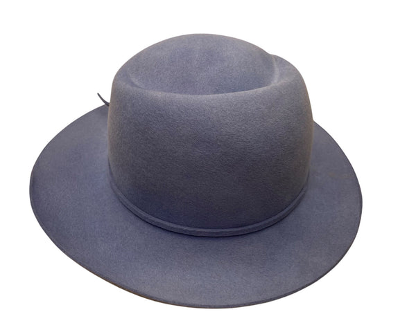Vintage Adolfo II Womens Light Blue Wool Wide-Brim Hat Floral Accent Retro Style