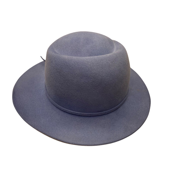 Vintage Adolfo II Womens Light Blue Wool Wide-Brim Hat Floral Accent Retro Style