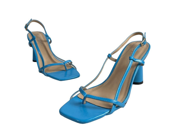 Nasty Gal Women's Light Blue Square Toe Block Heeled Sandals Sz 6 - NWOB