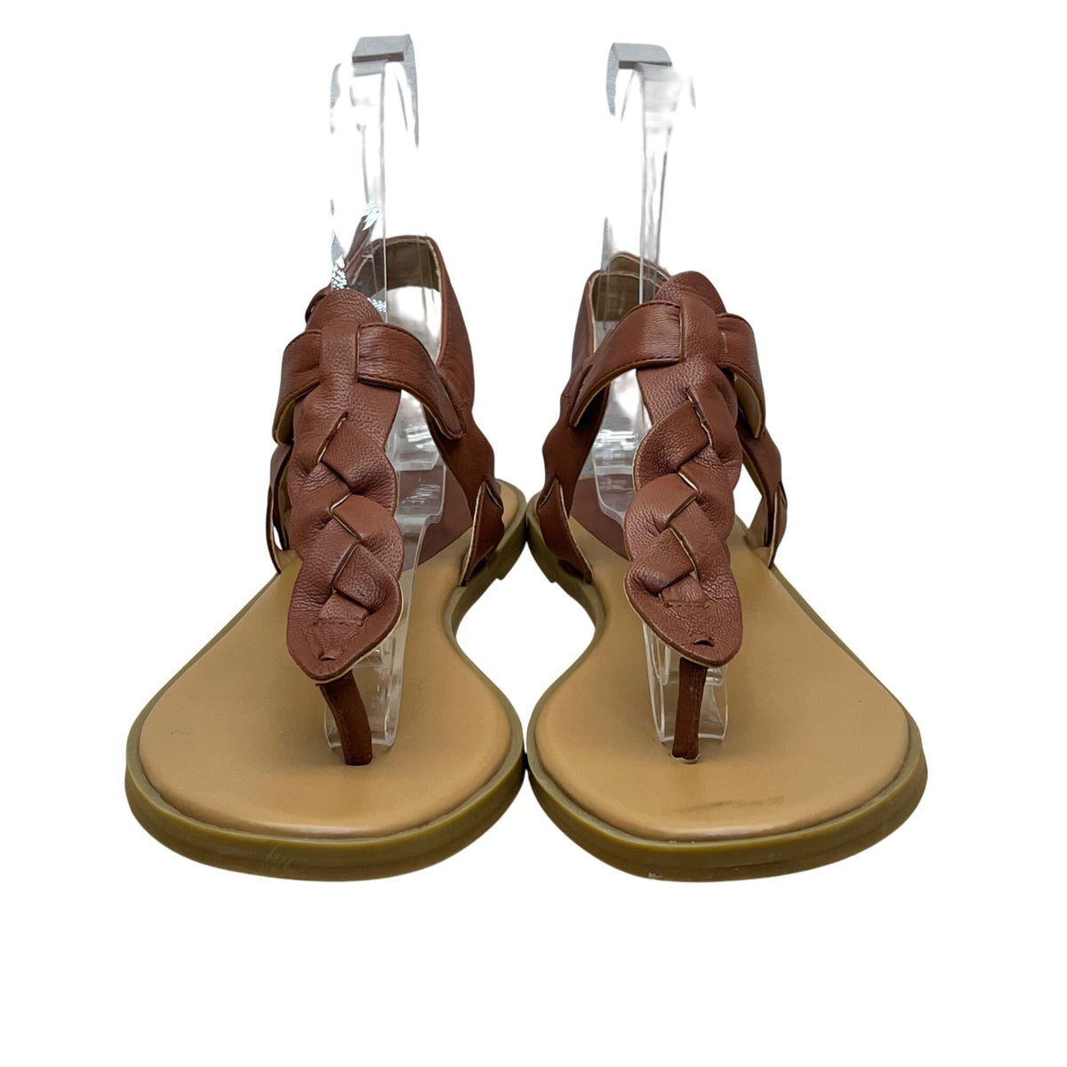 Nine West Women’s Cognac Leather Braided Strap Katerine Sandals Size 10M