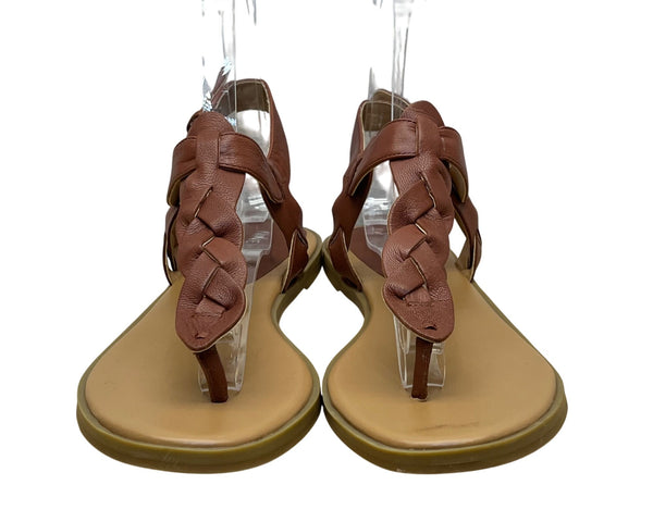 Nine West Women’s Cognac Leather Braided Strap Katerine Sandals Size 10M