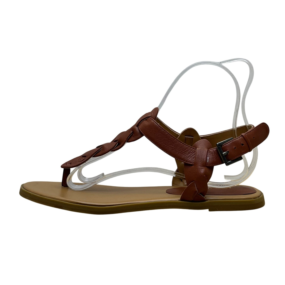 Nine West Women’s Cognac Leather Braided Strap Katerine Sandals Size 10M