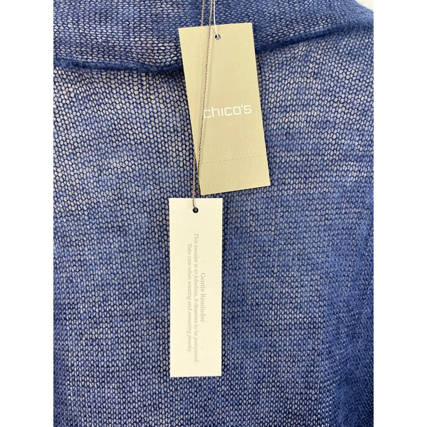 Chicos Women's Blue Long Cardigan Sz 2 (EUR 32) - NWT