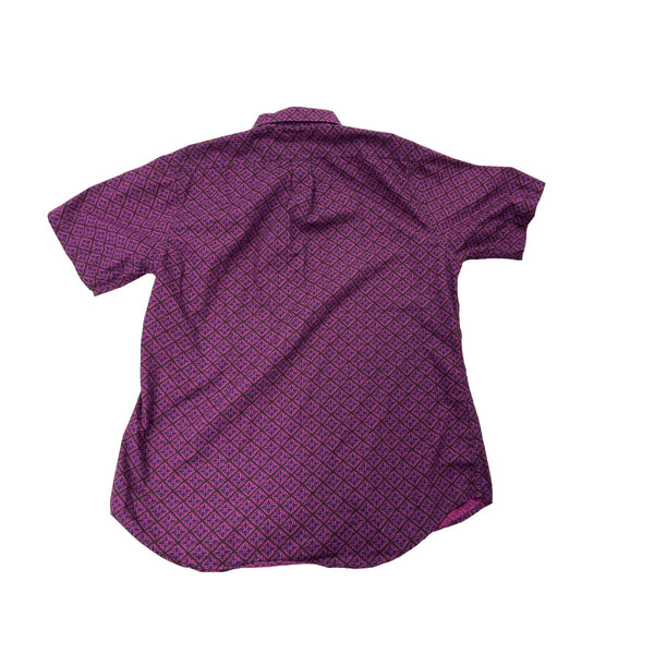 Mens Polo Custom Fit Short Sleeve Button-Up Shirt Purple Size 16 1/2 Cotton