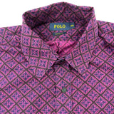 Mens Polo Custom Fit Short Sleeve Button-Up Shirt Purple Size 16 1/2 Cotton