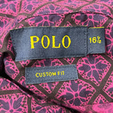Mens Polo Custom Fit Short Sleeve Button-Up Shirt Purple Size 16 1/2 Cotton