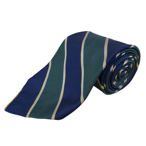 Vintage Brooks Brothers Navy Green Silk Striped Tie Woven In England 57" Long