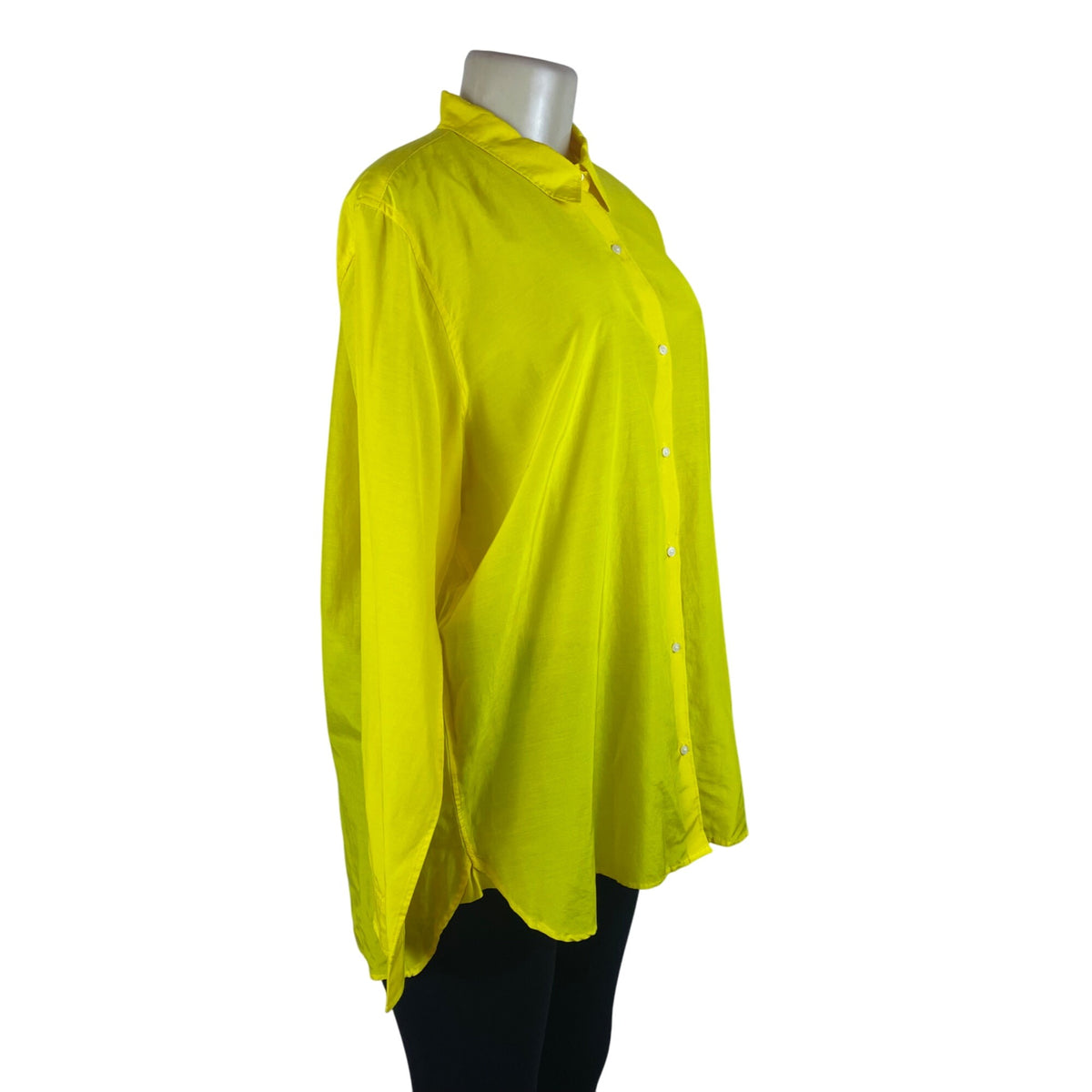 Gap Women’s Yellow Cotton/Silk Blend Button-Down Shirt Long Sleeve XL - New