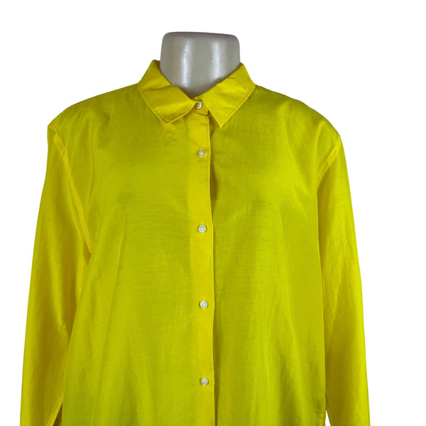 Gap Women’s Yellow Cotton/Silk Blend Button-Down Shirt Long Sleeve XL - New