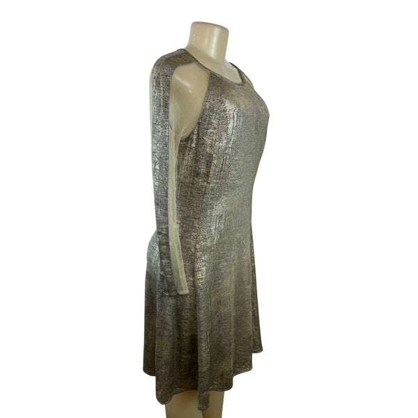 Julia Jordan Women’s Metallic Sheer Sleeve A-Line Dress Size 8
