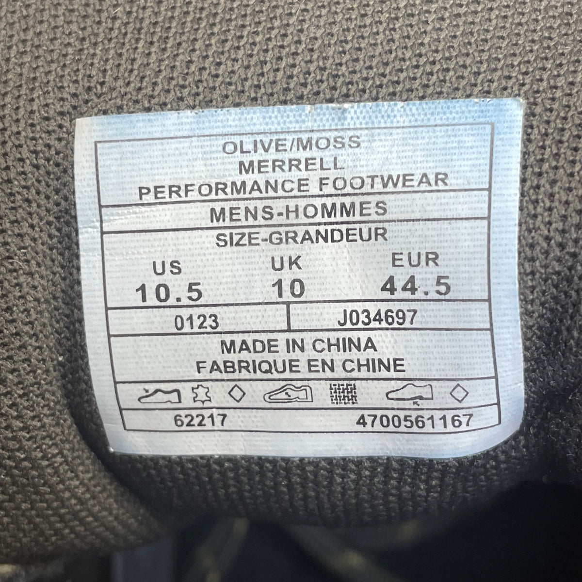 Merrell Men’s Olive/Moss Mesh & Suede Performance Outdoor Hiking Shoes Size 10.5