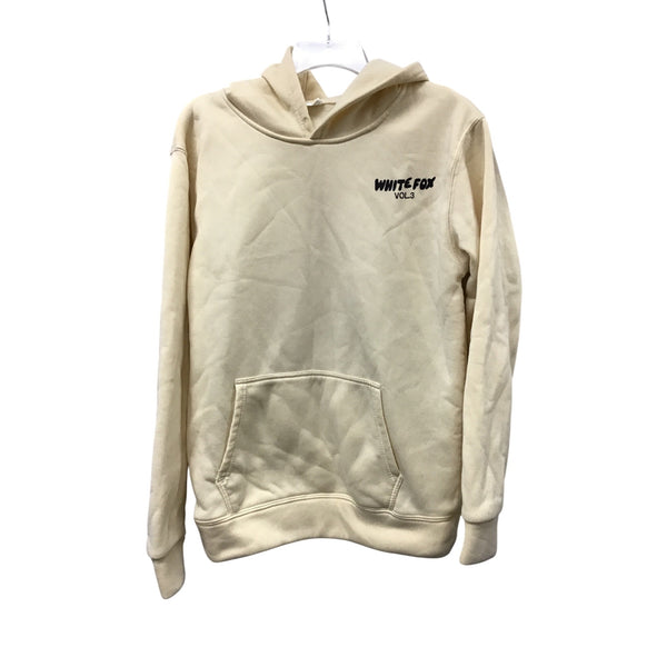 White Fox Mens Beige Fleece Hoodie Cotton Pullover With Pockets Size M