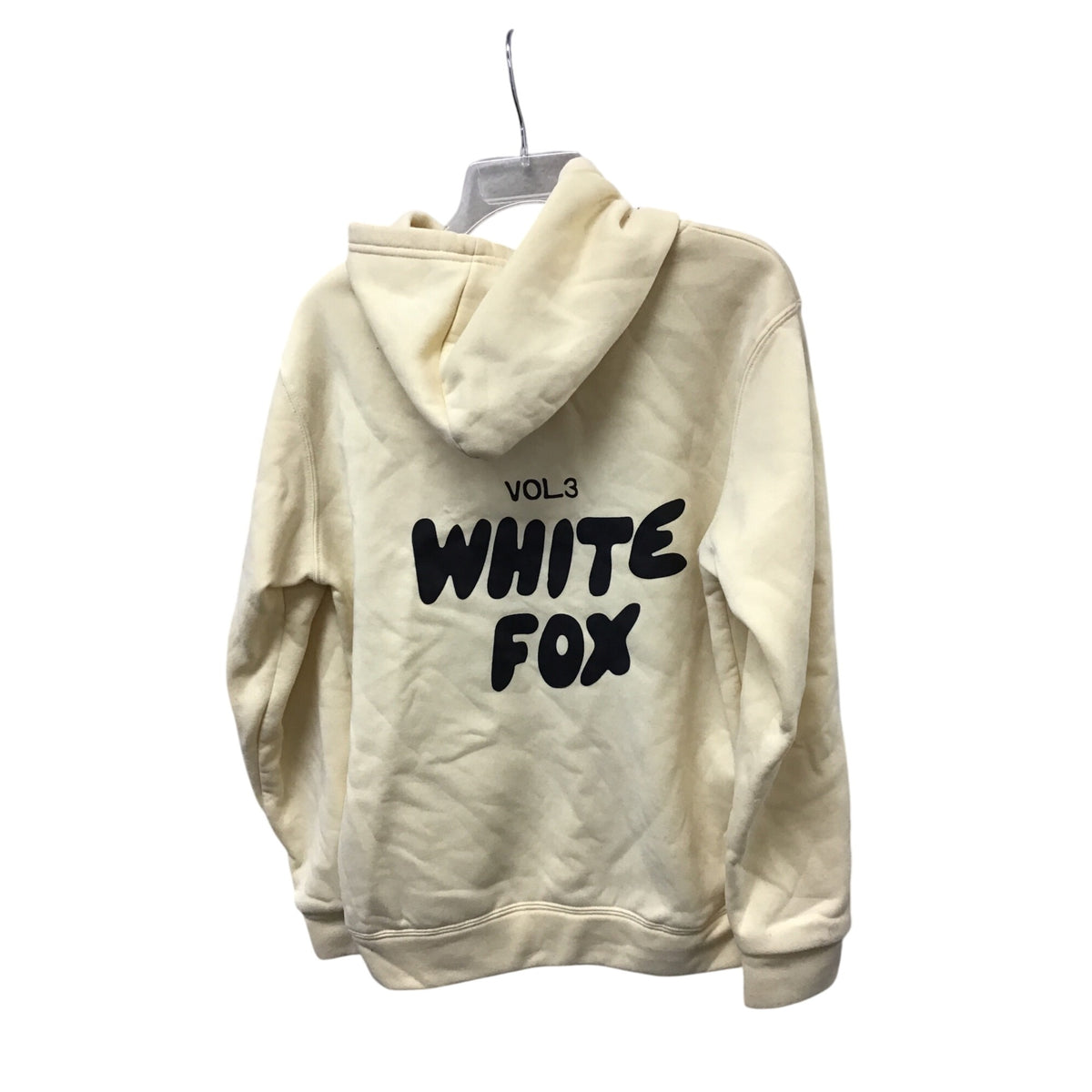 White Fox Mens Beige Fleece Hoodie Cotton Pullover With Pockets Size M
