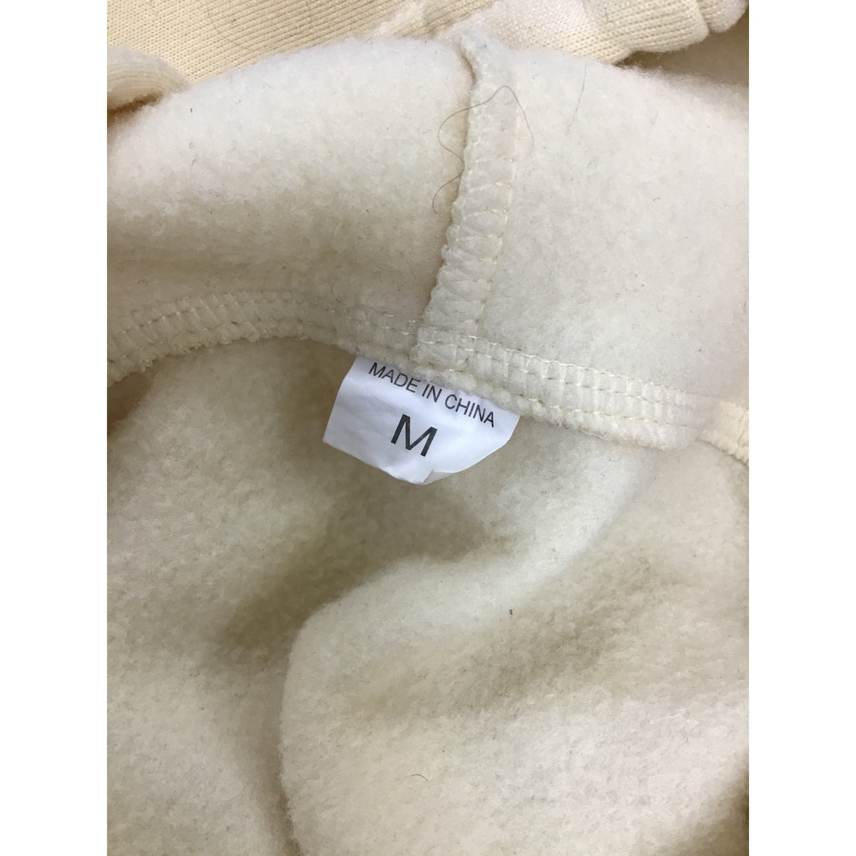 White Fox Mens Beige Fleece Hoodie Cotton Pullover With Pockets Size M