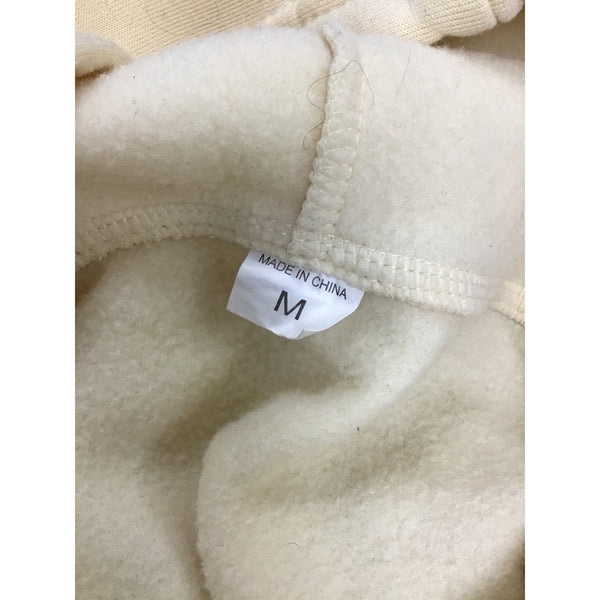 White Fox Mens Beige Fleece Hoodie Cotton Pullover With Pockets Size M