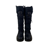 Lands End Women’s Black Faux Leather Adjustable Lace-Up Closure Snow Boots Sz 9B