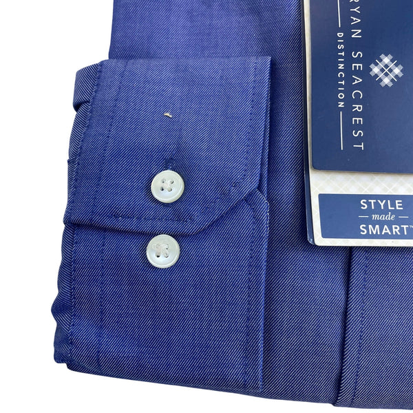 Ryan Seacrest Distinction Mens Blue  Long Sleeve Slim Fit Shirt 16.5 34/35 - New