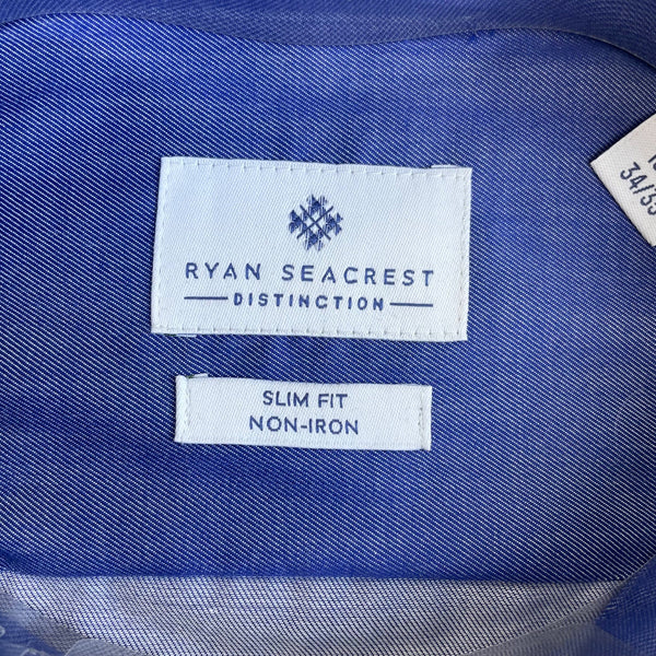 Ryan Seacrest Distinction Mens Blue  Long Sleeve Slim Fit Shirt 16.5 34/35 - New