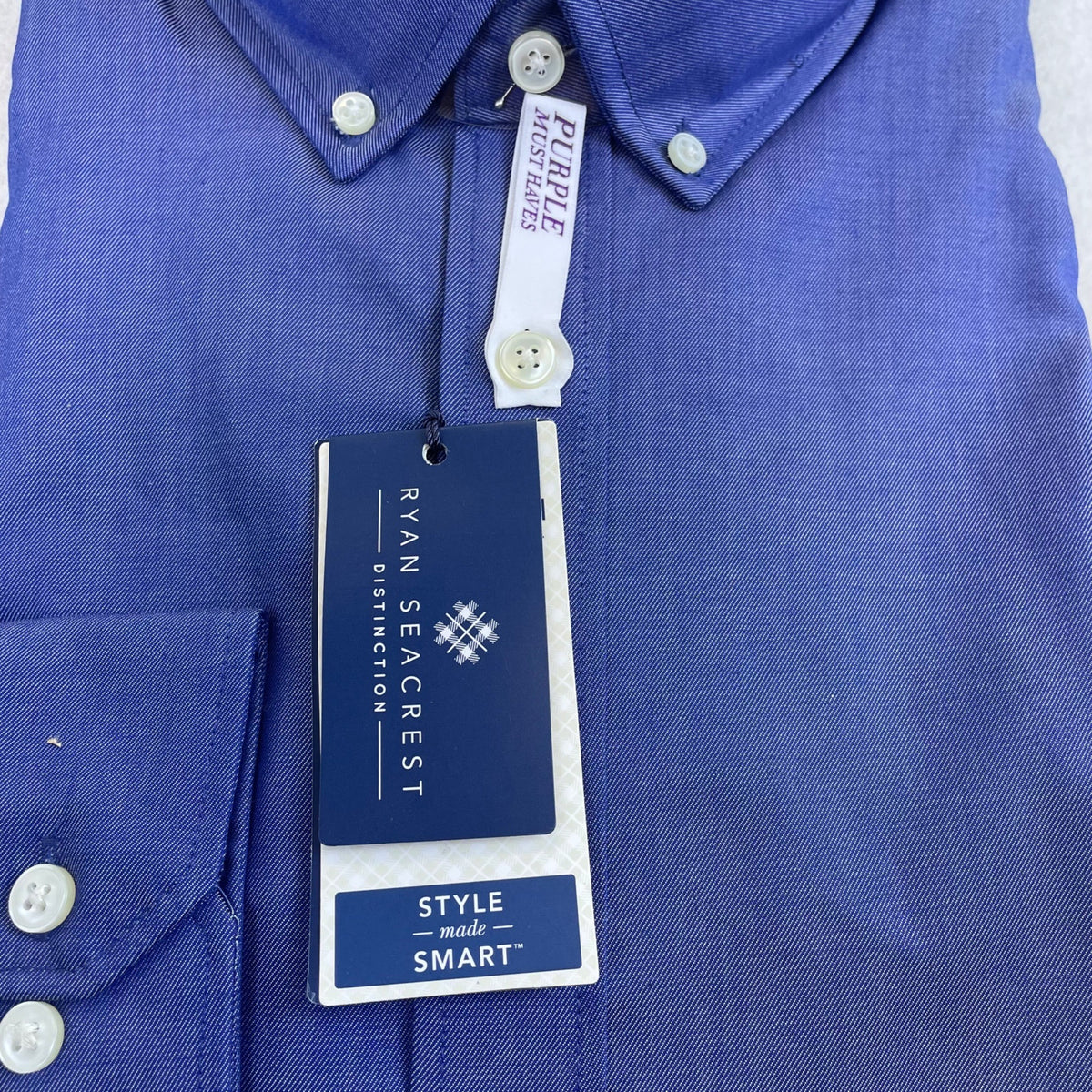 Ryan Seacrest Distinction Mens Blue  Long Sleeve Slim Fit Shirt 16.5 34/35 - New