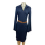 Moa Moa Blue Denim Bell Sleeve Dress With Tan Waist Tie Size M