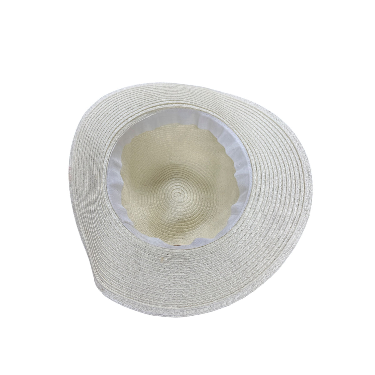Wallabe Wide Brim Beige Straw Hat With Black Ribbon One Size
