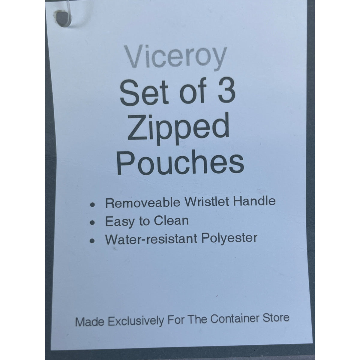 Viceroy Blue/White Polyester Set Of 3 Zipped Pouches With Removable Wristlet Handle