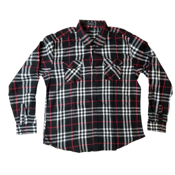 Xi Peng Men's Black Plaid Buttondown Long Sleeve Shirt Sz XXL
