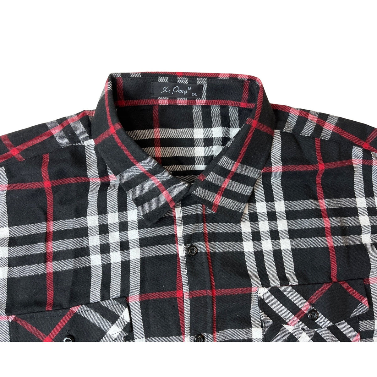 Xi Peng Men's Black Plaid Buttondown Long Sleeve Shirt Sz XXL