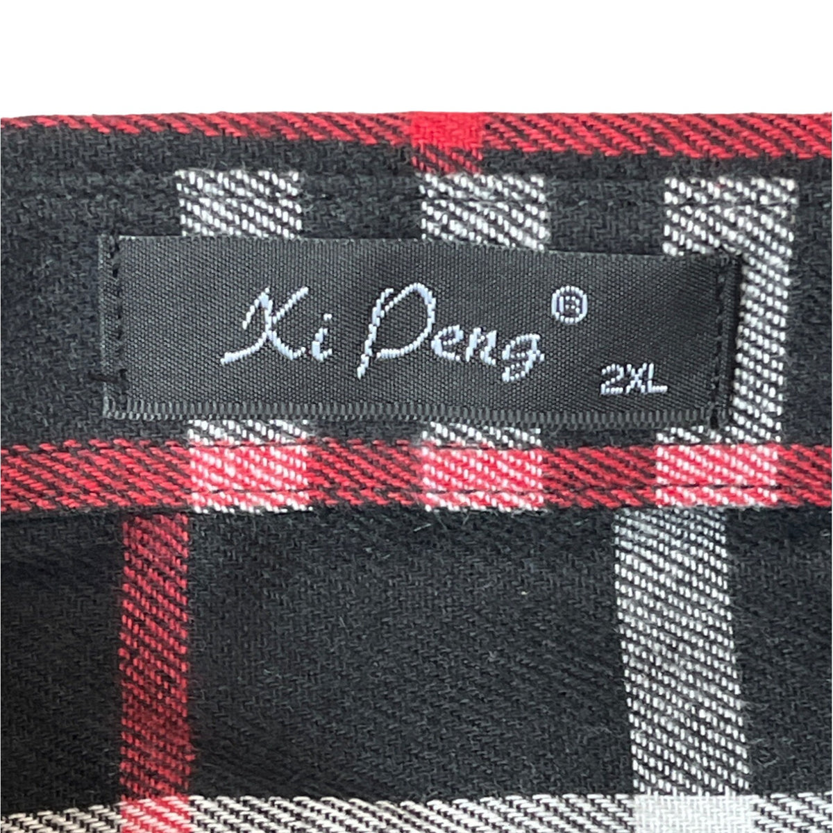 Xi Peng Men's Black Plaid Buttondown Long Sleeve Shirt Sz XXL