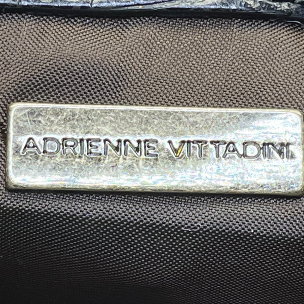 Adrienne Vittadini Women’s Black Leather Croc Embossed Tortoiseshell Top Handle Tote