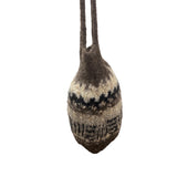 Handcrafted Brown White Woven Wool Snap closure Women's Shoulder Bag Sz M